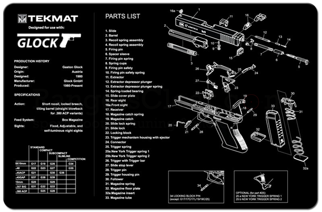 TekMat Gun Cleaning Mat - Glock