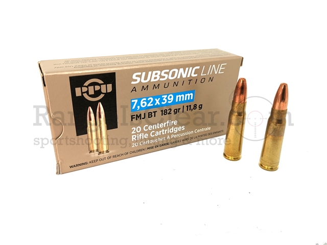 PPU 7,62x39 FMJ Subsonic 182grs 20 Schuss