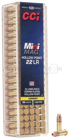 CCI .22lr MiniMag 36grs CPHP 100 Schuss / Packung