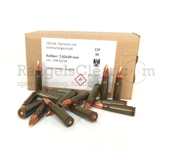 Limex SurPlus 7,62x39 - 123grs FMJ - 100er Schütte Limex SurPlus 7,62x39 - 123grs FMJ - 100er Schütte