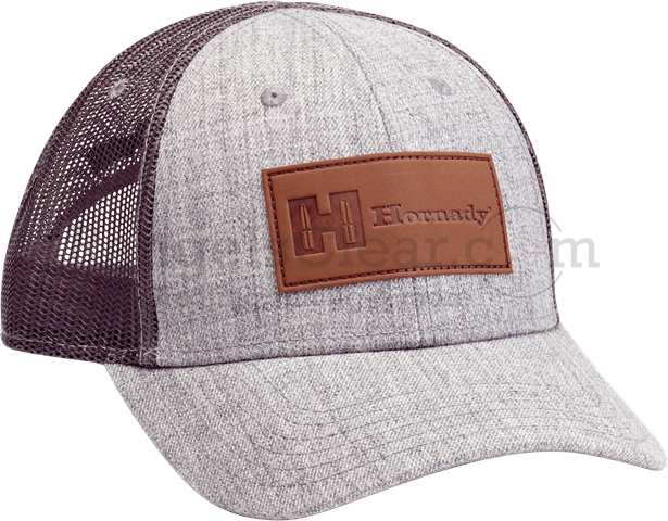 Hornady Cap Gray with Leather Logo Mesh