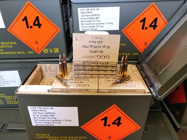 GGG .223 Rem FMJ - NATO M2A1 Box - 62grs GGG .223 Rem FMJ - NATO M2A1 Box - 62grs