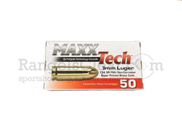 MaxxTech 9x19 FMJ 124 grain - 50 Schuss