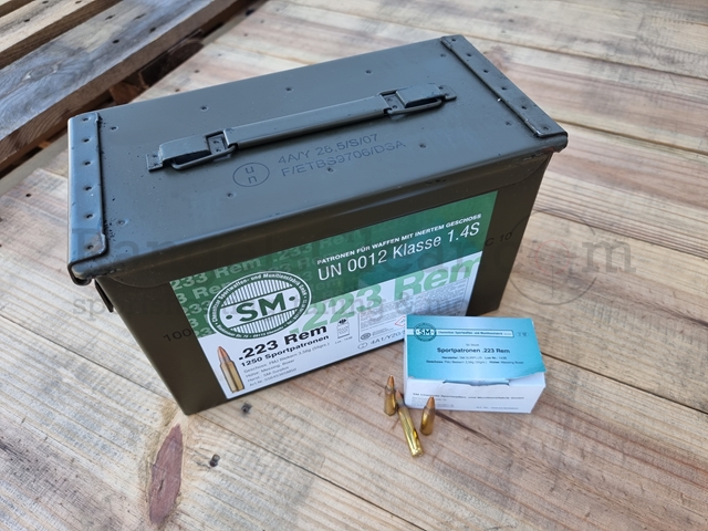 SM .223 Rem 55grs FMJ - 1250 Schuss NATO Kiste SM .223 Rem 55grs FMJ - 1250 Schuss NATO Kiste