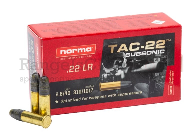 Norma TAC-22 SubSonic .22lr 40 grs LRN Norma TAC-22 SubSonic .22lr 40 grs LRN