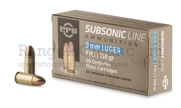 PPU 9x19 - 158grs FMJ SubSonic