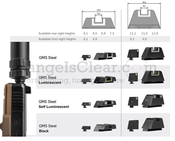 Glock Kimme GMS selbstleuchtend 11,1