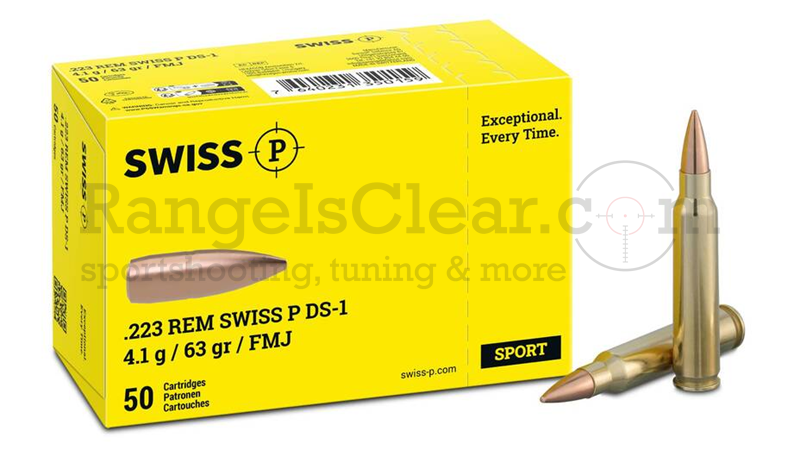 Swiss P .223 Rem. DS-1 63grs FMJ - 50 Schuss Swiss P .223 Rem. DS-1 63grs FMJ - 50 Schuss